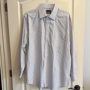 EB Wood brand White and Blue Plaid Shirt